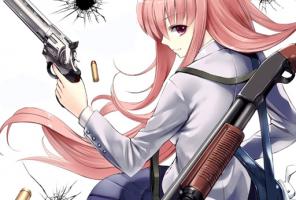 Anime mergina su ginklo galvosūkiu