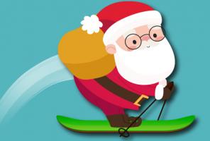 Lawinowy Święty Mikołaj na nartach