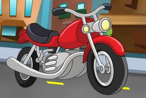 Quebra-cabeça de motocicleta de desenho animado