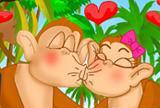 Iškirpti beždžionė bučiavosi