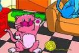 Розовые раскраски домашние кошки