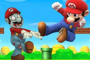 Super Mario atirar em zumbis